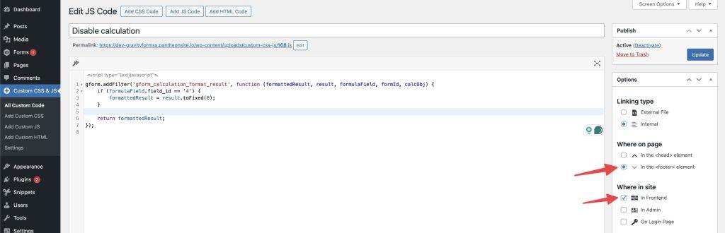 Custom CSS & JS plugin code snippet