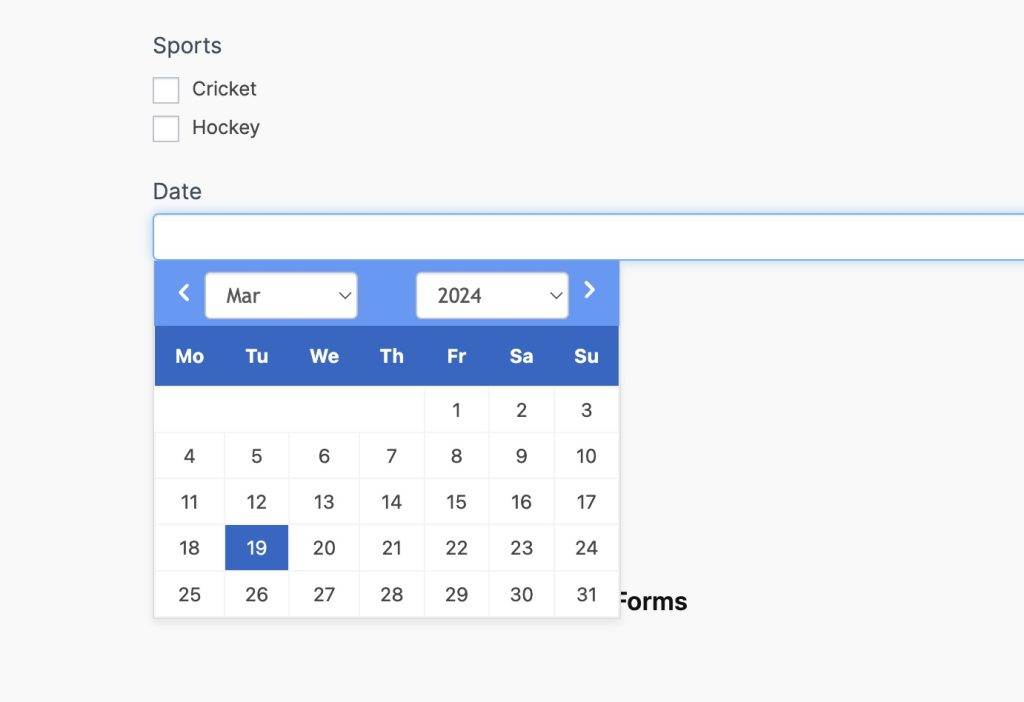 Formidable Forms datepicker
