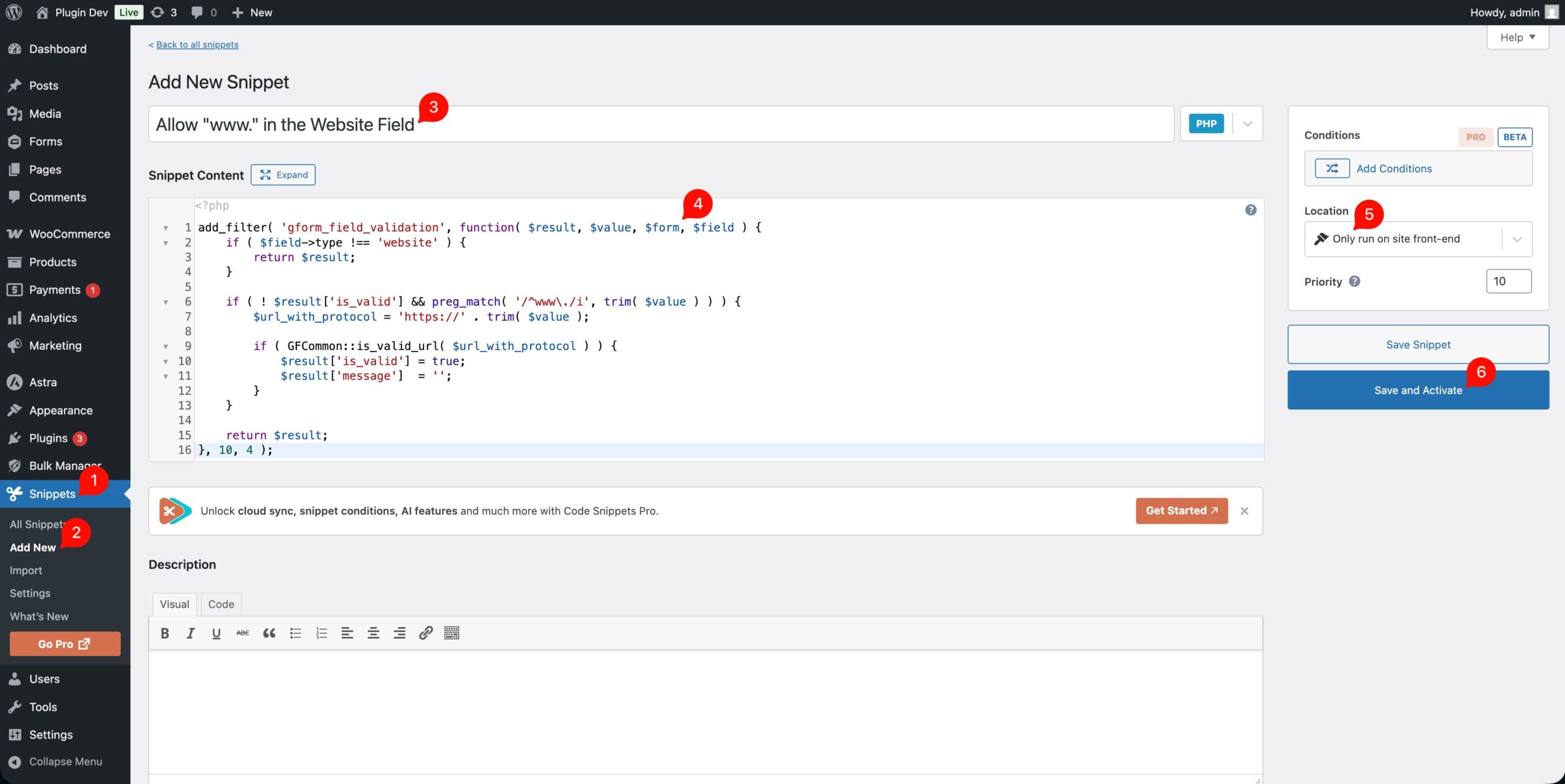 Allow "www." in the Website Field
