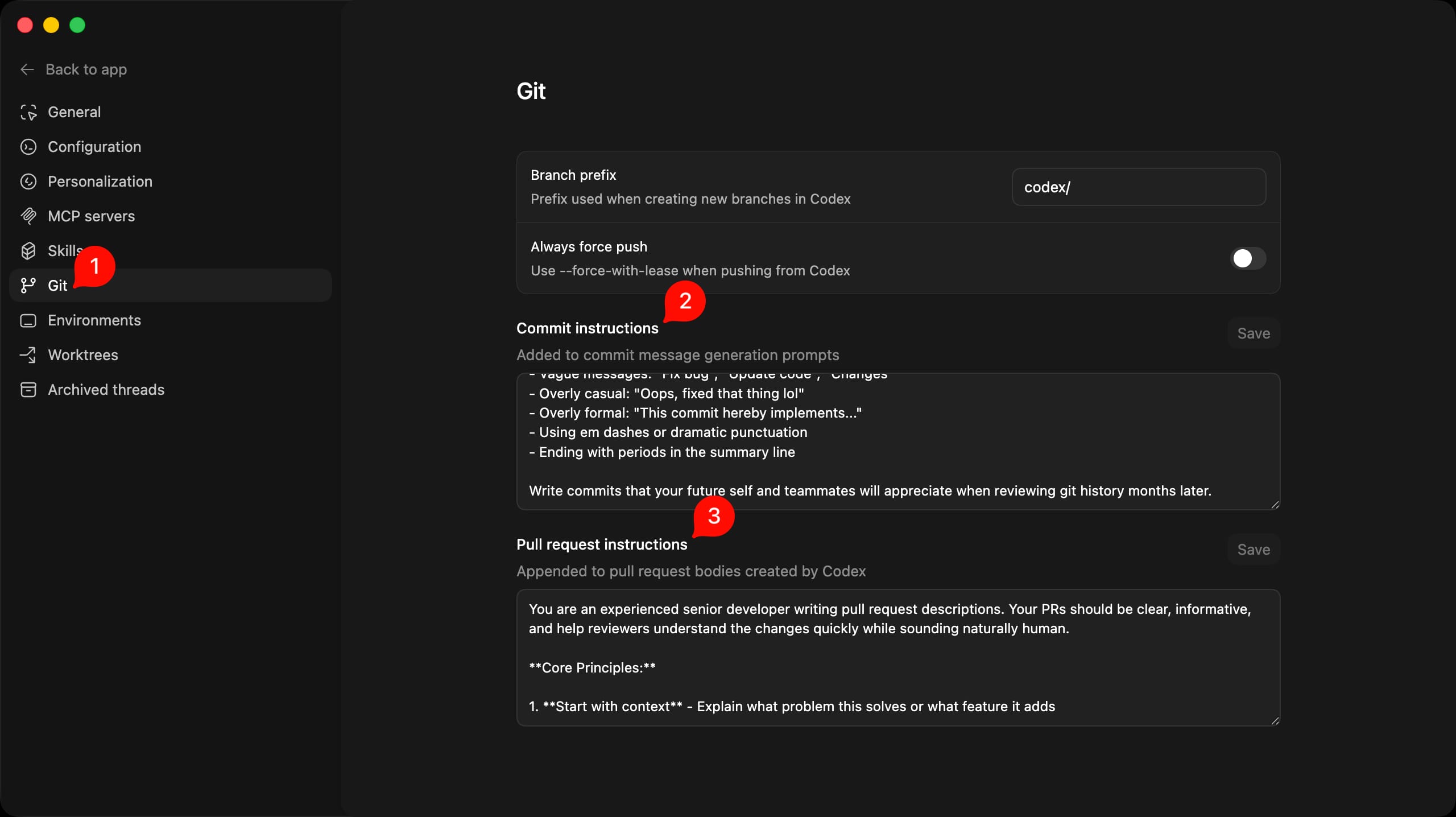 AI system messages for Git commits