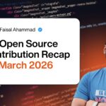 Open source contribution recap for March 2026 highlighted by Mailchimp for WordPress plugin code on a laptop screen.