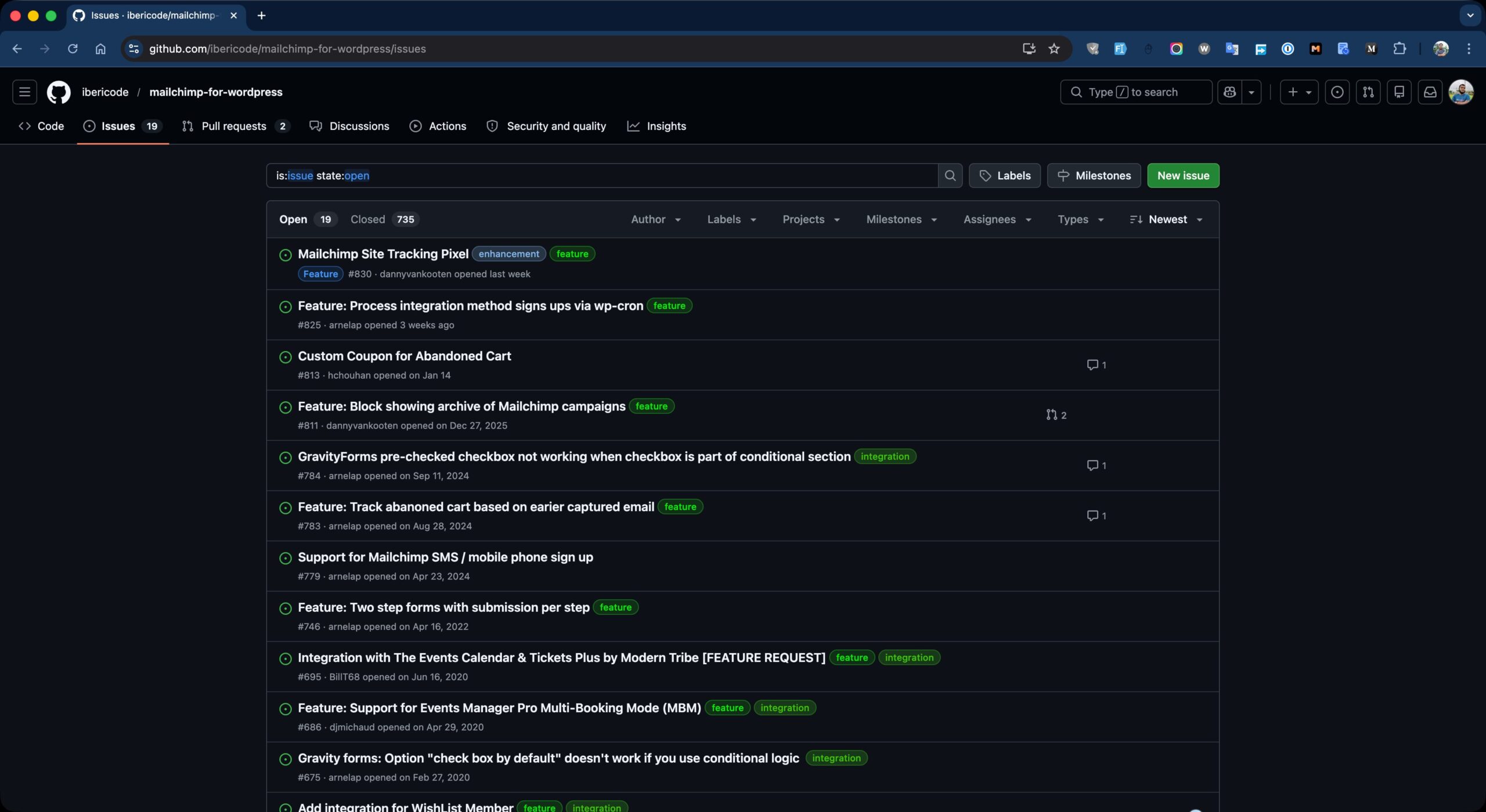 mc4wp-github-issues-list Open GitHub issues list on the MC4WP Mailchimp for WordPress repository