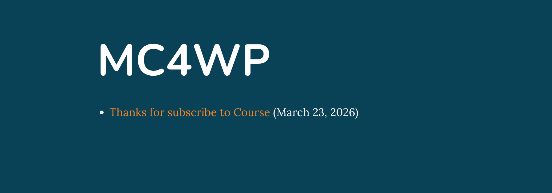 WordPress Gutenberg block showing Mailchimp campaign archive with campaign titles and dates